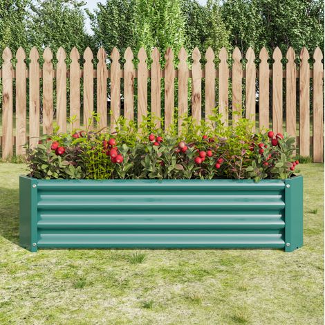 Bac potager surélevé 120x60x30 cm en acier galvanisé vert, sans fond pour jardin – MEUBLIV (1/5)