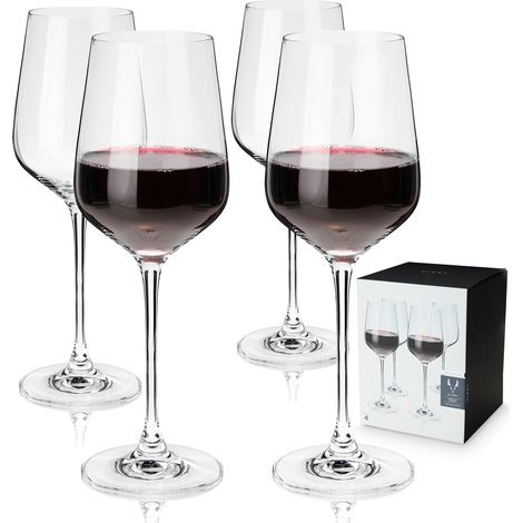 Lot de 4 verres à vin rouge en cristal sans plomb, fabriqués en Europe, 621 ml (1/5)