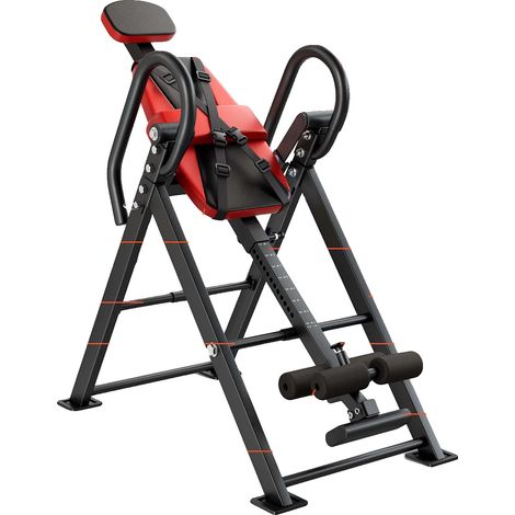 Table d'inversion, angles réglables, système de verrouillage ergonomique des chevilles, Rouge et Noir (1/2)