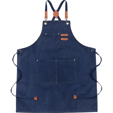 Tablier En Toile - Résistant À L'Eau - Pour Cuisine Jardinage Bricolage - Avec 3 Poches - Réglable Dos Croisé - 68 X 75 Cm - Unitaire (1/5)