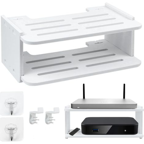 Weißer 2-stöckiger Router-Organizer – Modem- und Zubehör-Aufbewahrungsregal mit Belüftung – 11,8" x 7,5" x 5,1" (1/5)