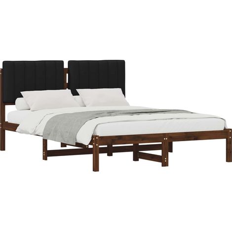 Letto con Testiera Rivestita Marrone scuro e Nero 150 x 200 cm vidaXL (1/5)