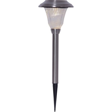 Star Trading Borne solaire Barcelona, lampe de chemin, argent, LED, capteur crépusculaire, blanc chaud, extérieur, 41 cm (1/3)