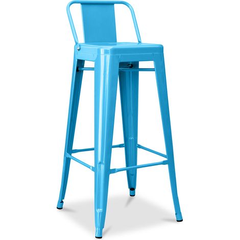 Barhocker mit Rückenlehne - Industriedesign - 76cm - New Edition - Stylix Turquoise