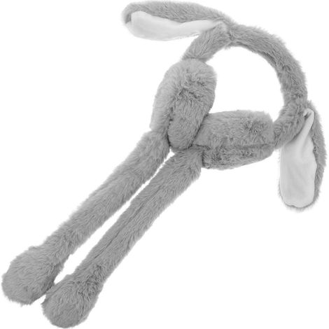 Cache-oreilles oreilles de lapin de Pâques 2020 (1 pièce) - Jolis cache-oreilles oreilles de lapin - Cadeau d'hiver créatif pour filles et femmes - Gris