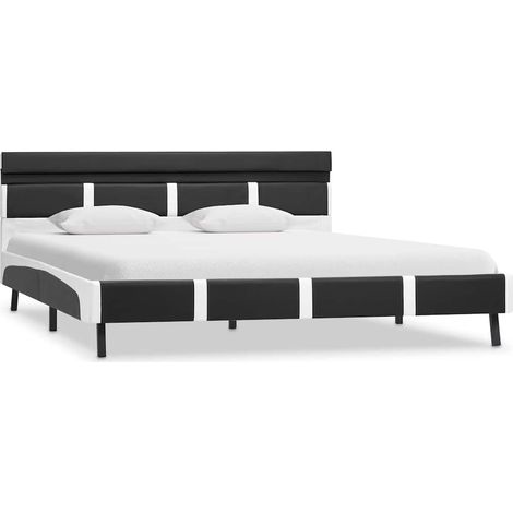 Maison Exclusive - Bettgestell mit LED Grau Kunstleder 140x200 cm (1/5)