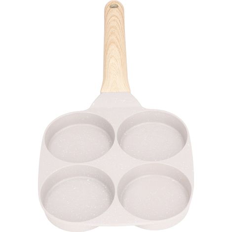 Poêle à œufs antiadhésive à fond plat en alliage d'aluminium, compatible avec les plaques à induction et les cuisinières à gaz, 4 tasses (1/5)
