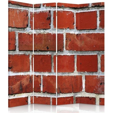 Paravento bilaterale, Muro di mattoni rossi - 145x170 (1/5)