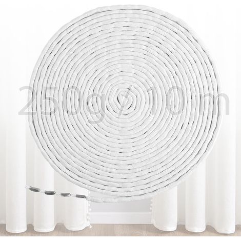250g Fil de Plomb pour Rideaux Environ 10 Mètres 25g/m Bande de Plomb Rideau Lourd Divers Grammages Poids Rideau de Douche Moustiquaire Nappe Tissus L'intérieur et Plein Air (Blanc) (1/5)