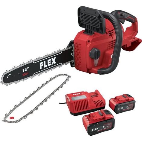 Flex Akku-Kettensäge 18 V GCS 35 2x18-EC mit 2 Akkus 8,0 Ah, Ladgerät, 2 x Kette
