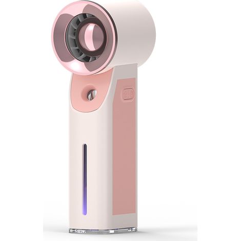 Tragbarer Mini-Turbo-Lüfter mit Sprühfunktion in Rosa, Kühlung und Erfrischung durch Vernebelung, USB-wiederaufladbar (1/4)