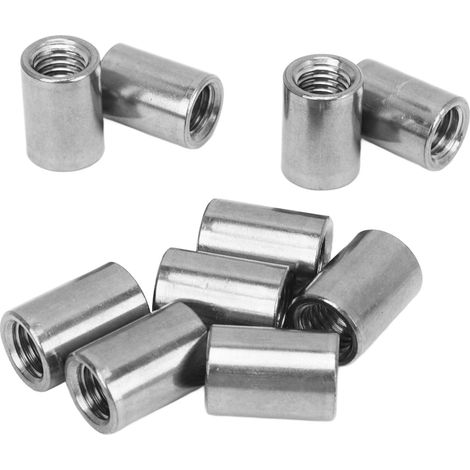 Lot de 10 écrous de raccordement ronds en acier inoxydable 304, filetage femelle, écrou cylindrique pour réparation (1/5)