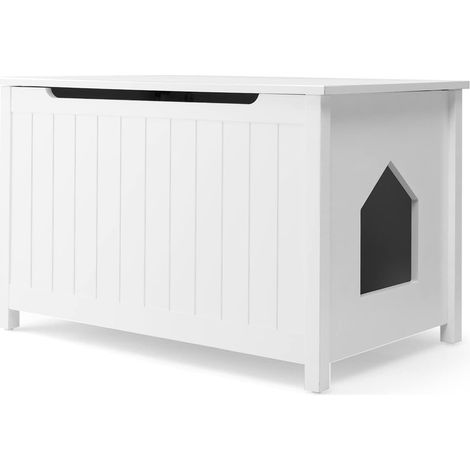 Goplus – Maison de toilette pour chat avec double porte – Niche multifonctionnelle avec rangement – Structure en MDF et pin – Dimensions 80,5 x 51 x 51 cm (1/5)
