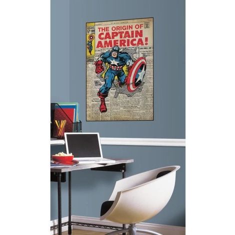 CAPTAIN AMERICA MARVEL COMICS - Stickers repositionnables géants Captain America, Marvel Comic Book (1/3)