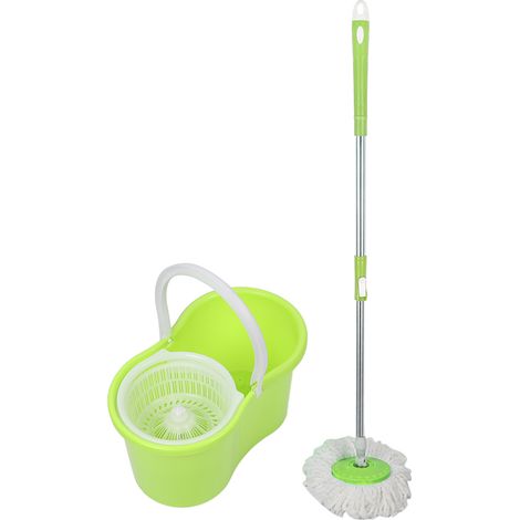 Mop Mop a vapor 360 ° con cubo giratorio Juego completo Verde