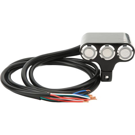 Guidon VTT Moto Bouton Poussoir Alliage Aluminium 3 Boutons Auto-Verrouillage Réinitialisation Commutateur Électrique de Guidon pour Conversion (1/5)