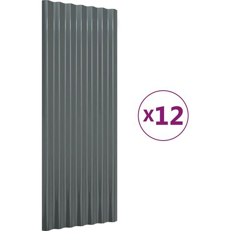 vidaXL Paneles tejado 12 unidades acero galvanizado antracita 100x36 cm (1/2)