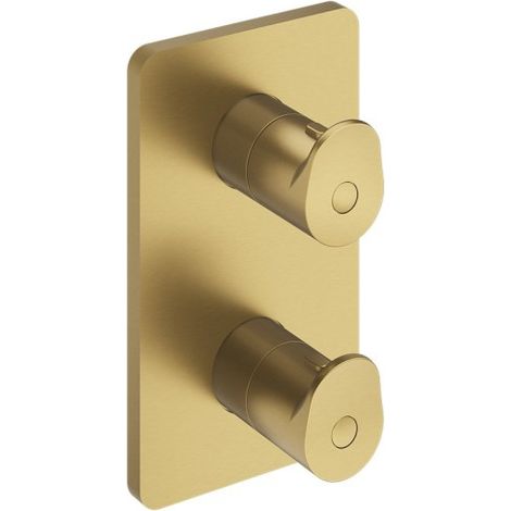 Façade thermostatique externe Botte laiton 2 sorties Or Brossé - CRISTINA ONDYNA BT75296P
