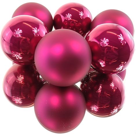 Christbaumkugeln Festive Pink 3 x glänzend & 3 x matt Ø 8 cm aus Glas - 6er Set