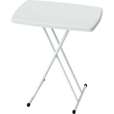 Beistelltisch Garten höhenverstellbar Gartentisch, klappbar Balkontisch aus Kunststoff, rechteckig Kaffeetisch 50kg belastbar, 76x50x74H cm Sofatisch für Outdoor Indoor Balkon Terrasse Weiß Aosom