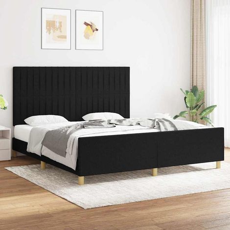 Cadre de lit sans matelas noir 180x200 cm tissu (1/5)