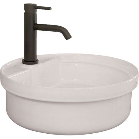 Vasque céramique à poser ou à encastrer BUELNA - Blanc - L 340 x P 410 x H 135 mm - Bathco (1/4)