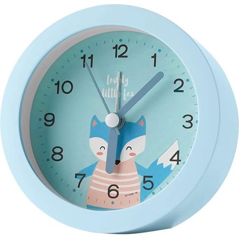 Wecker für Jungen und Mädchen, simuliert einen Kinderwecker, kompakter, leiser, tickfreier Reisewecker für den Nachttisch, lauter Alarm, mit Nachtlicht und Schlummerfunktion, batteriebetrieben. (1/2)