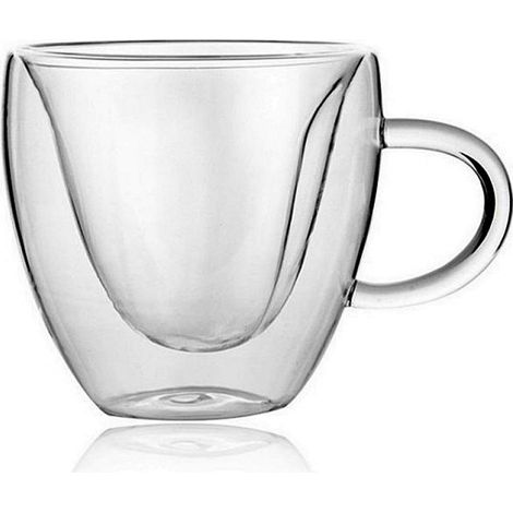 Lot de 2 Tasses en verre double paroi forme cœur anse 180 ml isolation café lait cadeau (1/5)