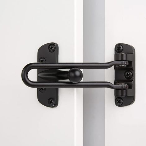 Cerradura de seguridad para puertas de hogar, barra giratoria, pestillo de protección antirrobo para puertas de entrada e interiores (Negro) (1/4)