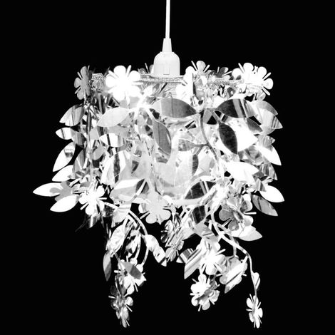 Lustre suspendu à sequins en forme de feuille argenté (1/5)