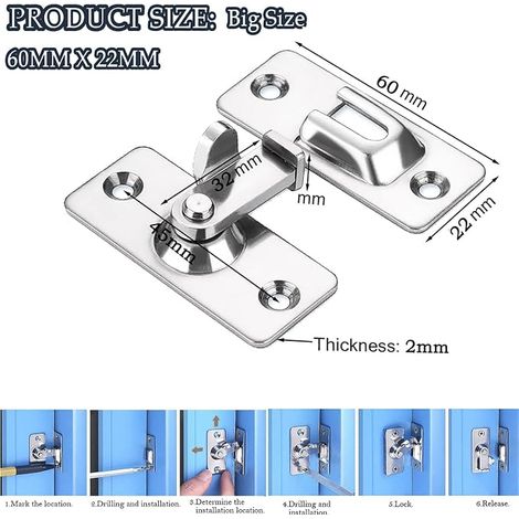 Loquet porte coulissante acier inoxydable angle droit serrure verrou fermoir porte boucle courbure porte coulissante grange (1/4)