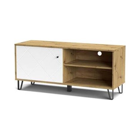 Mobile porta TV 1 anta e vano a giorno BolloBO01B 123x40x55H colore rovere bianco