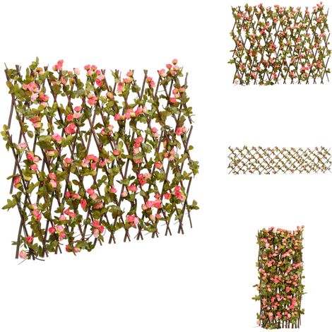 Treillis de lierre artificiel extensible rose foncé 180x60 cm - Clôture Artificielle - Trellis De Lierre - Écran De Confidentialité - Décoration Extérieure - Intimité Jardin (1/5)
