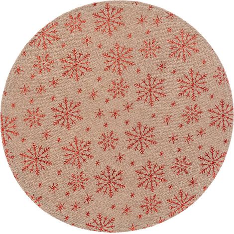 Set de table D.38cm effet jute flocon rouge - Feeric lights & christmas