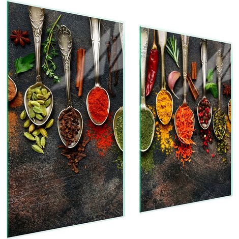 Glasschutzplatte für Küche 65x52 Gewürze