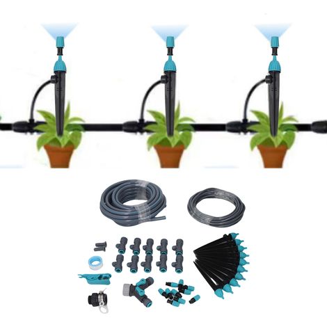 Kit d'irrigation goutte à goutte 10m avec tuyaux PE/PVC et buses réglables pour jardin, serre et pelouse, système automatique (1/4)