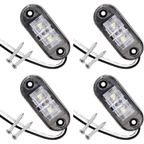 4 PCS Blanc IP65 12 V/24 V Ovale LED latérales Feux, Ovale Avant et Arrière, Feu de Position pour Camion, Remorque, Van, Caravane, Bus,LED Feux de Marquage Latéral (1/5)