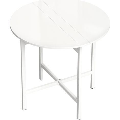 Tavolo da Pranzo Pieghevole Ø80x76 cm Ante a Ribalta Salvaspazio Bianco (1/5)