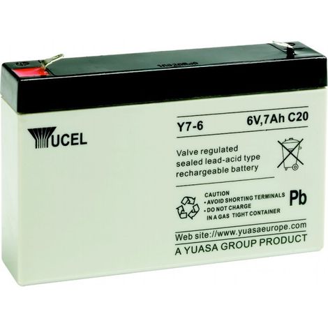 Batterie Y7-6 - YUASA / YUCEL / YUVOLT - AGM - Plomb - 6V - 7Ah