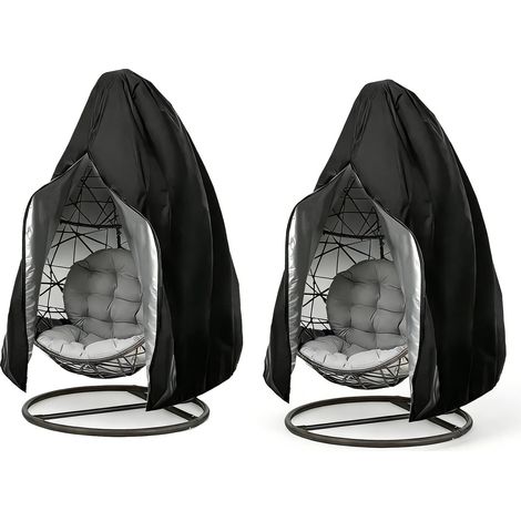 Housse de Chaise Suspendue, 2 PCS Housse Oeuf Suspendu Extérieur, Housses de Fauteuil Oeuf Suspendu, 210D Oxford-Tissu Bache de Protection avec Fermeture éclair et Cordon pour Jardin Patio 190 x 115cm (1/5)