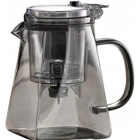 Brocca in vetro resistente al calore per tè, caffè, erbe aromatiche con dispenser e infusore.
