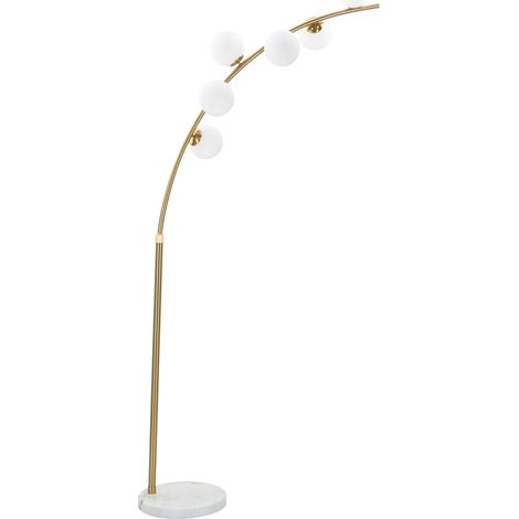 Stehlampe Bale, Benötigt 6 Glühbirnen, Fassung e14, Fußschalter, Weißer Marmor