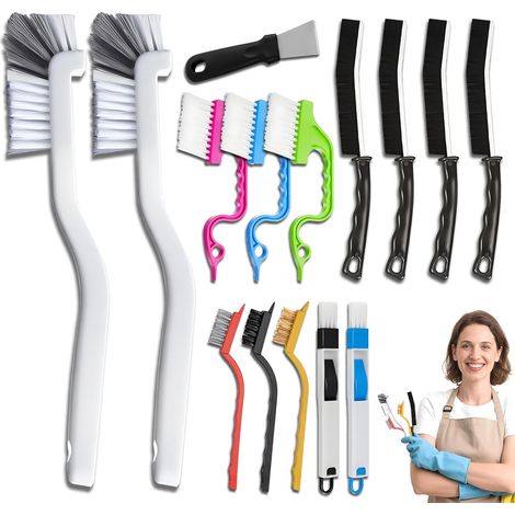 Eckreinigungsbürsten-Set, Fugenbürste mit harten Borsten, Fliesenreinigungsbürsten, Küche, Badezimmer, Fenster, Fahrzeug, Toilette (26 cm  15)