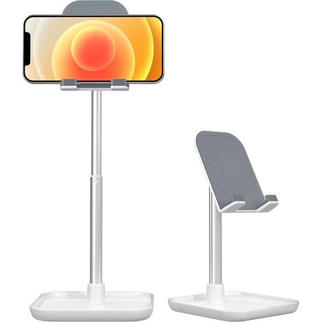 Support Téléphone Portable - Réglable en Hauteur et en Angle - Compatible Smartphone et Tablette jusqu'à 12,9 Pouces - Aluminium - 1 Pièce (1/5)