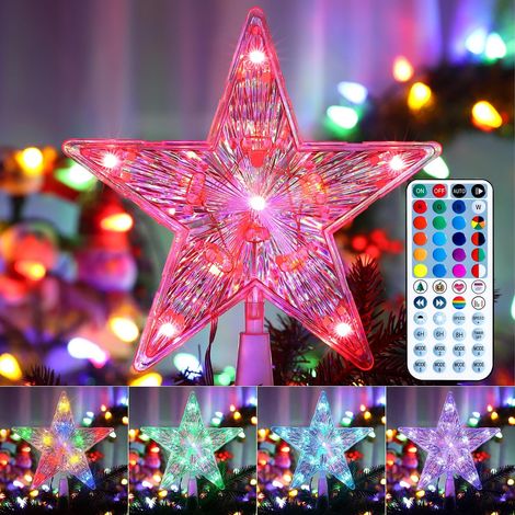 Étoile Lumineuse de Sapin de Noël RGB, 11 LED sur Batterie, Multi-Mode Étanche avec Télécommande et Minuteur, Décoration de Fête Intérieur et Extérieur (1/5)