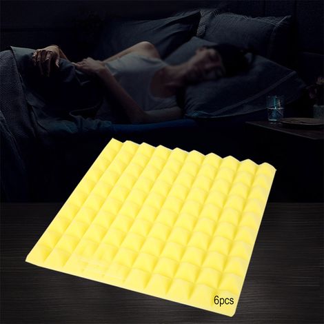 50505cm 6 pièces Mousse de coton insonorisante et absorbante en forme de pyramide (Jaune) (1/5)
