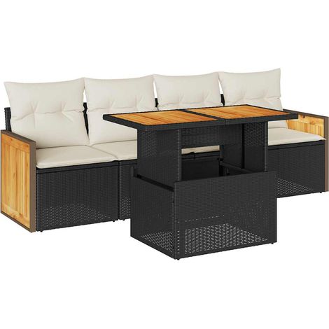 Maison Exclusive - Set sofás jardín y cojines 5 pzas ratán sintét (1/5)