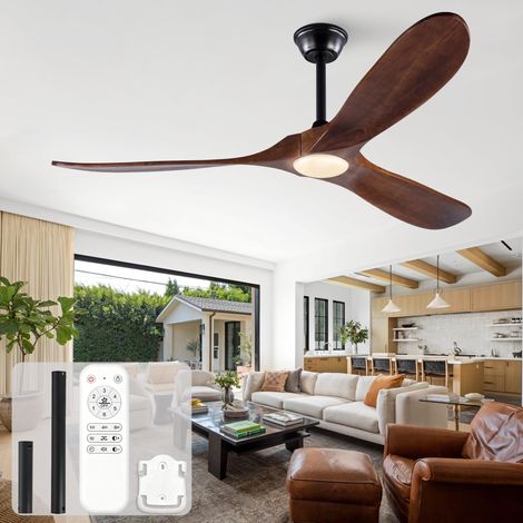 60-Zoll-Ventilator mit Beleuchtung und Fernbedienung, 3 Flügeln aus Massivholz, 3-CCT, dimmable (1/5)