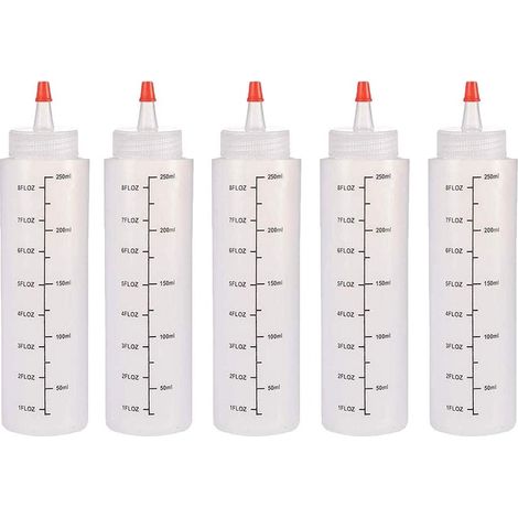 MINKUROW 5 Bottiglie Di Salsa, Bottiglia Di Condimento Spremere Da 250 Ml A Prova Di Perdite E 100% Senza Bpa, Bottiglia Di Salsa Di Plastica Utilizzata Per Senape, Olio D'oliva, Salsa Barbecue (1/5)