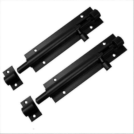 Verrous de porte de cabanon de 10 cm (4 pouces), cylindre de pêne dormant noir robuste avec vis, noir (1/5)